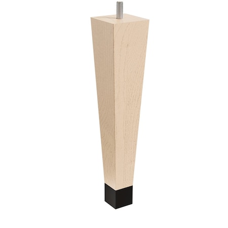 Designs Of Distinction 9" Square Tapered Leg W/ bolt and 1" Flat Black Ferrule - Hardwood W/ Semi-Gloss Clear Coat Finish 01241009MAWR8